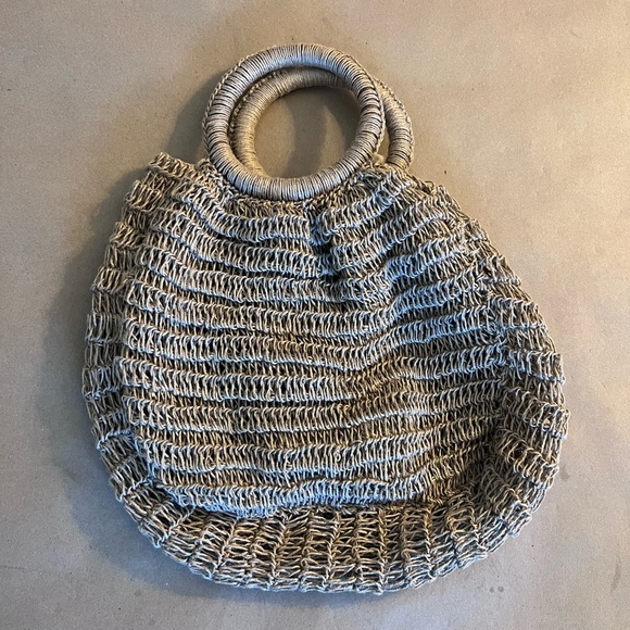 Revue Crochet Leopard Hair Print Ring Double Handle Summer Spring Beach Bag - Picture 2 of 6